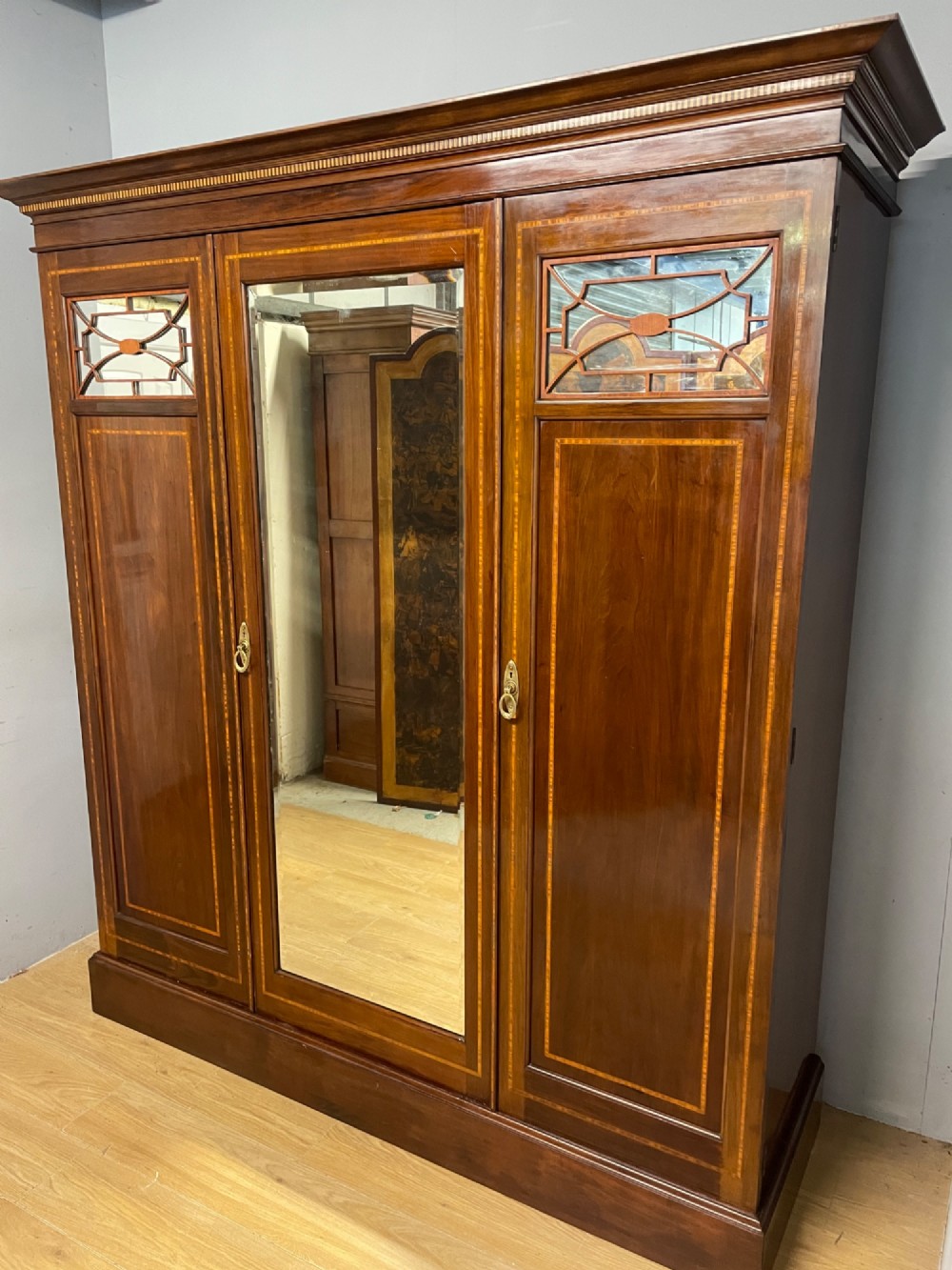 Late C19TH inlaid mahogany wardrobe by Maple and Co London View III