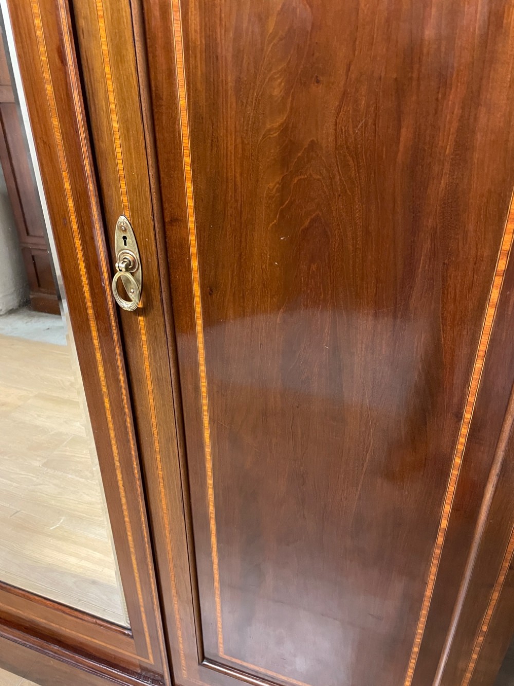 Late C19TH inlaid mahogany wardrobe by Maple and Co London View IV