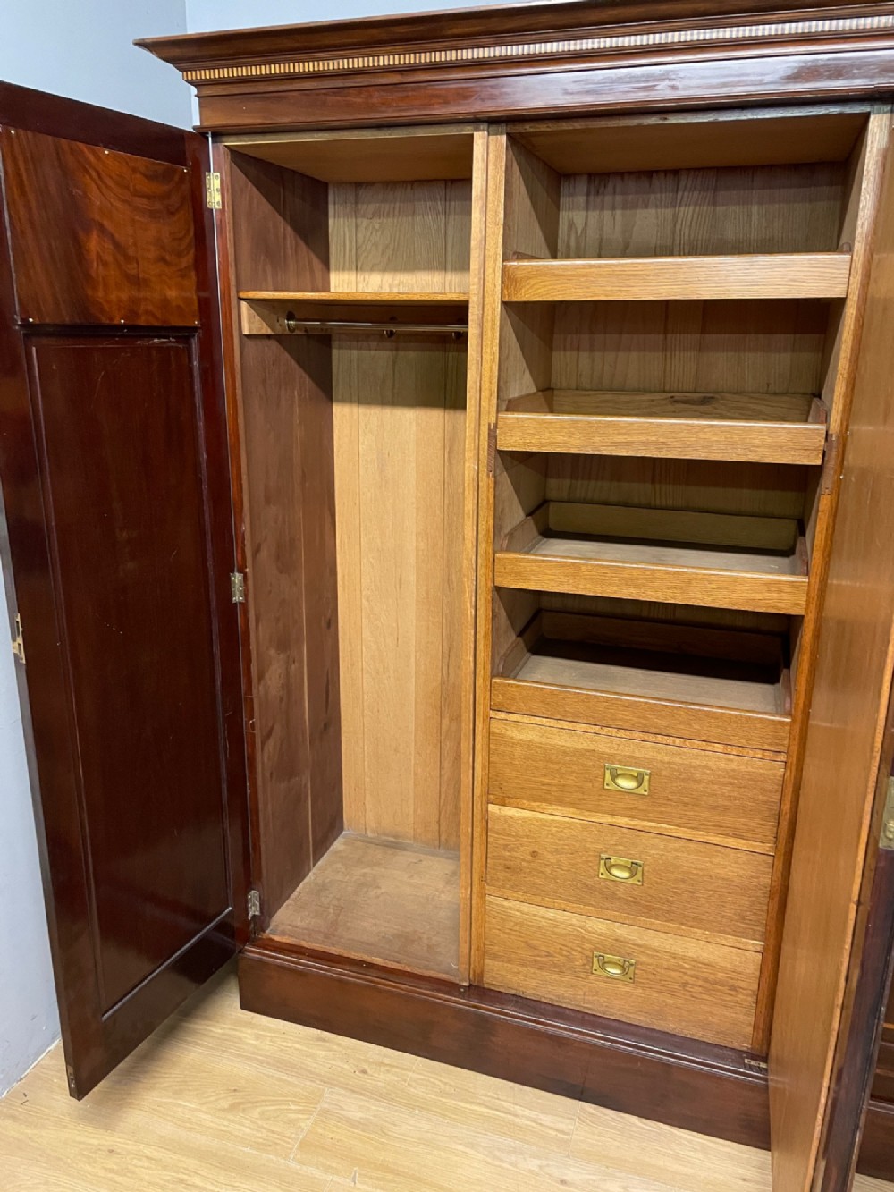 Late C19TH inlaid mahogany wardrobe by Maple and Co London View VI