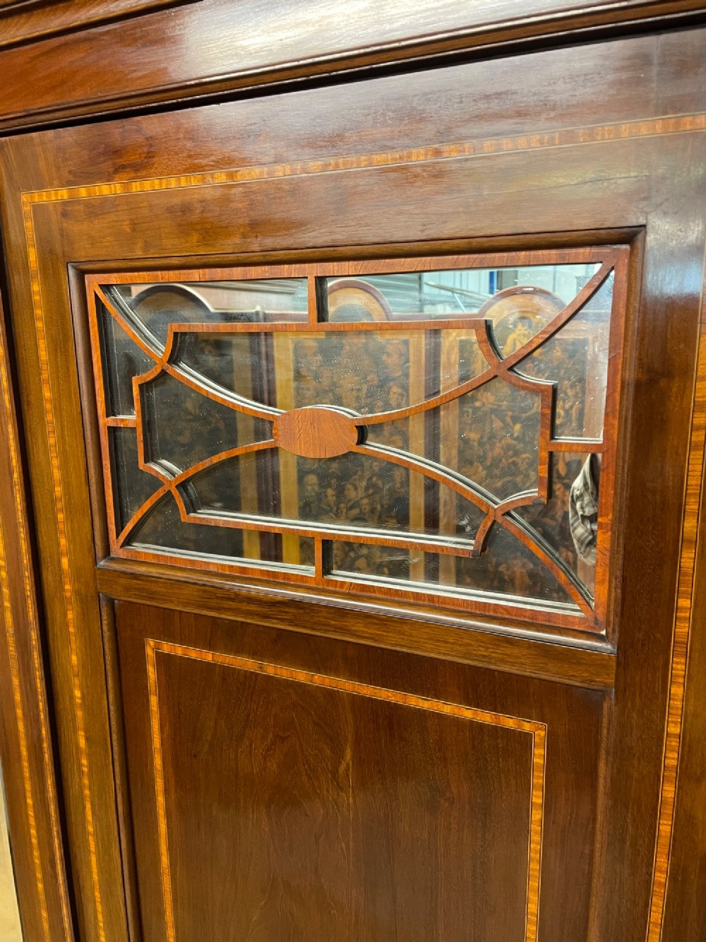 Late C19TH inlaid mahogany wardrobe by Maple and Co London View VIII