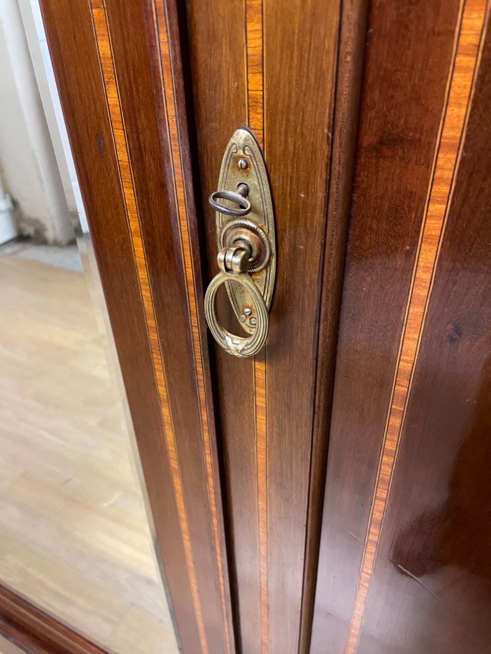 Late C19TH inlaid mahogany wardrobe by Maple and Co London View XIII