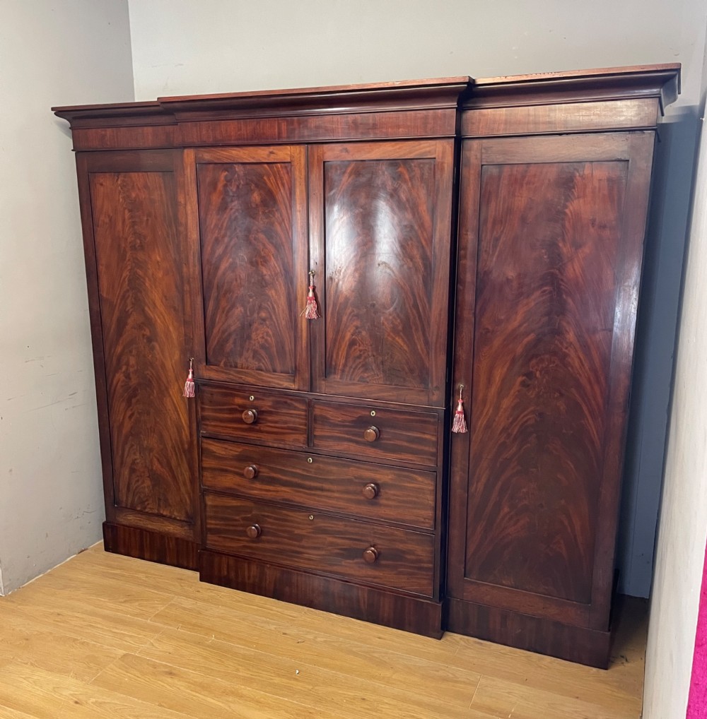 Georgian country house flame mahogany four door wardrobe View II