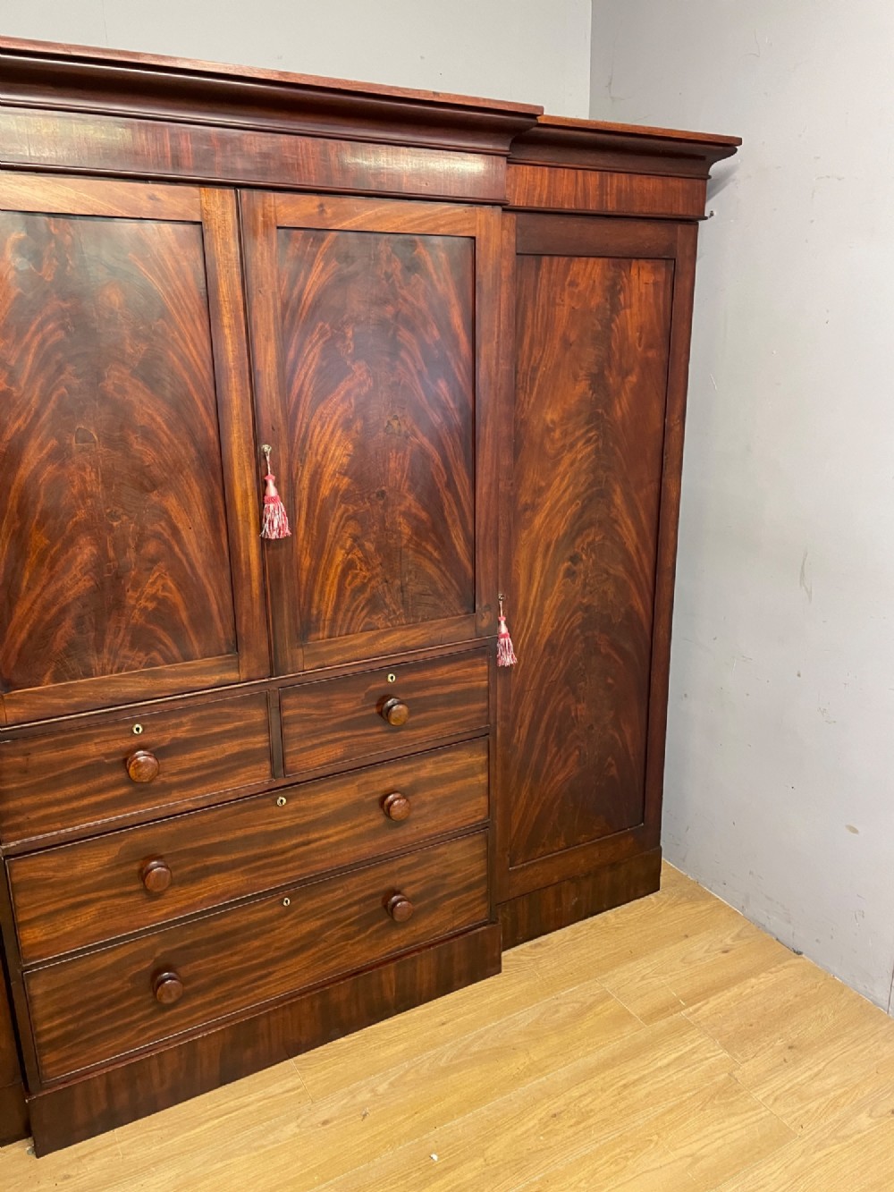 Georgian country house flame mahogany four door wardrobe View XI