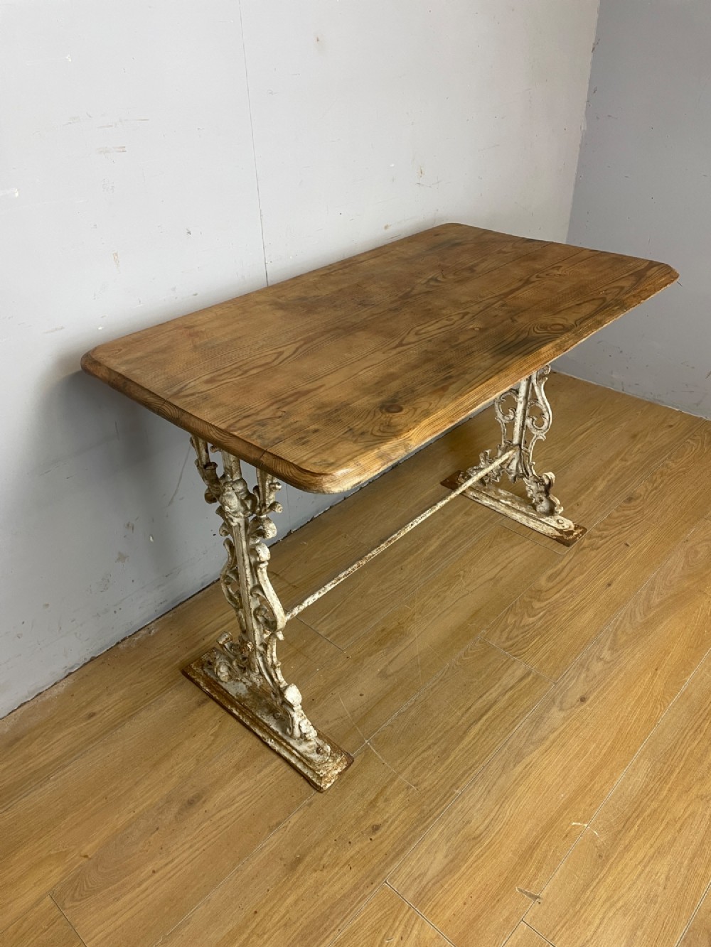 Victorian cast iron conservatory table with original pine top View V