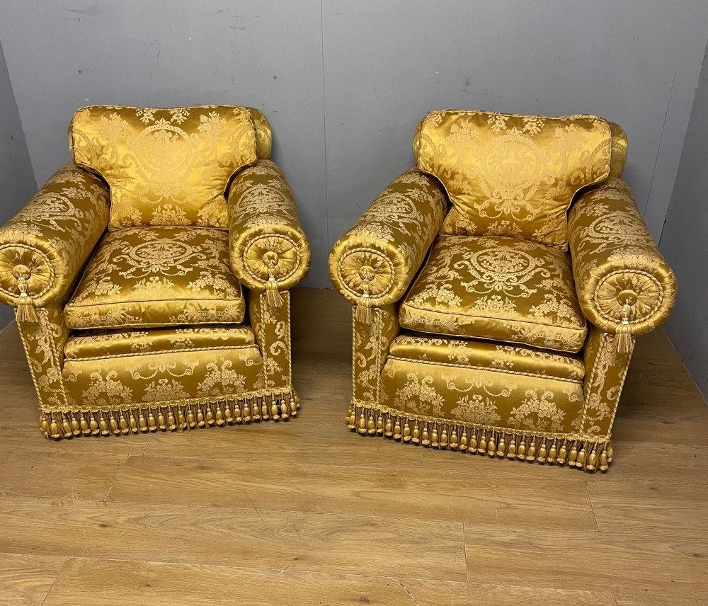 Pair of Edwardian country house armchairs