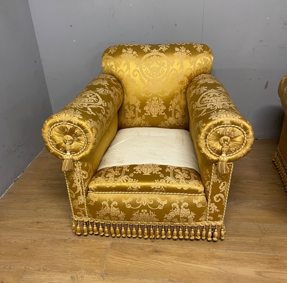Pair of Edwardian country house armchairs View IX
