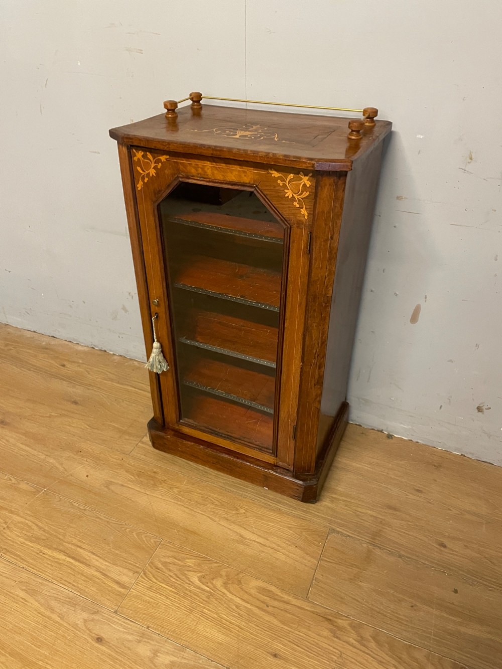 C19TH inlaid walnut music cabinet