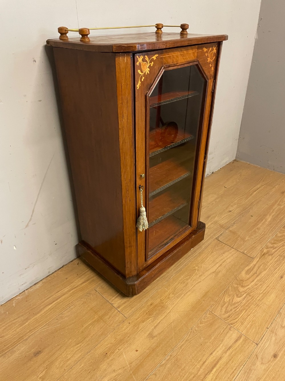 C19TH inlaid walnut music cabinet View III