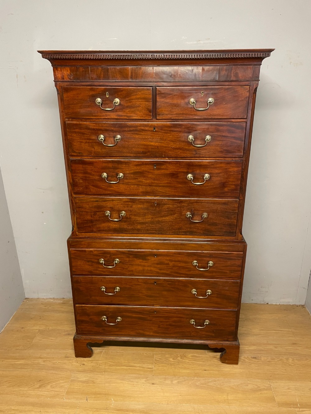 Georgian flame mahogany country house chest on chest