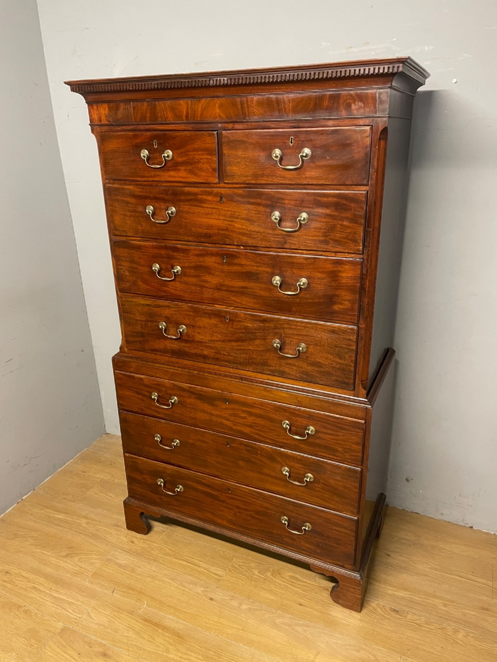Georgian flame mahogany country house chest on chest View II