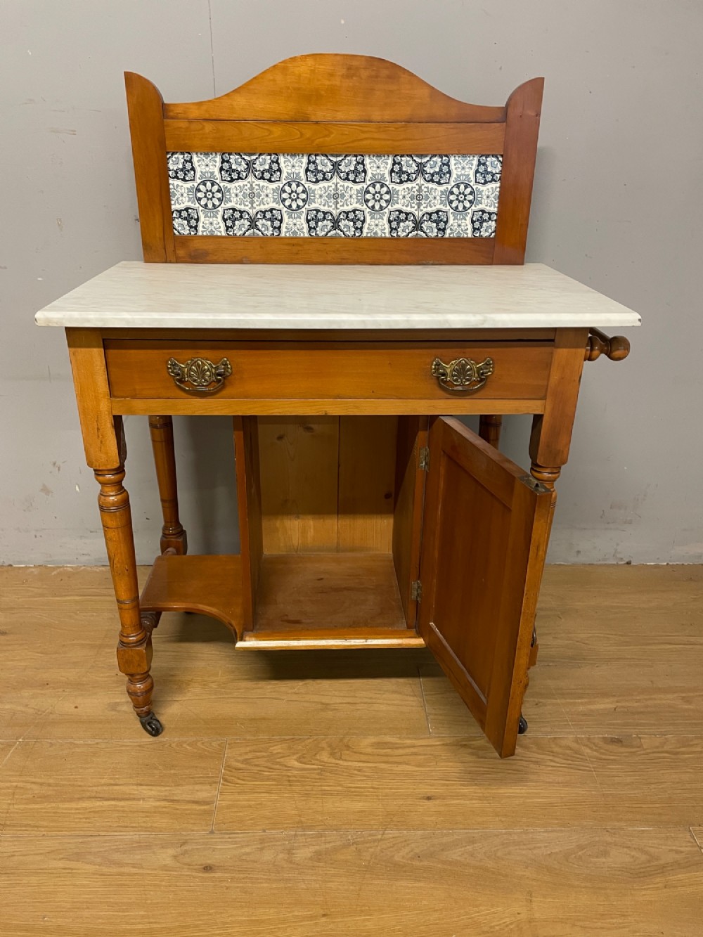 C19TH satinwood washstand with Carrara marble top View V