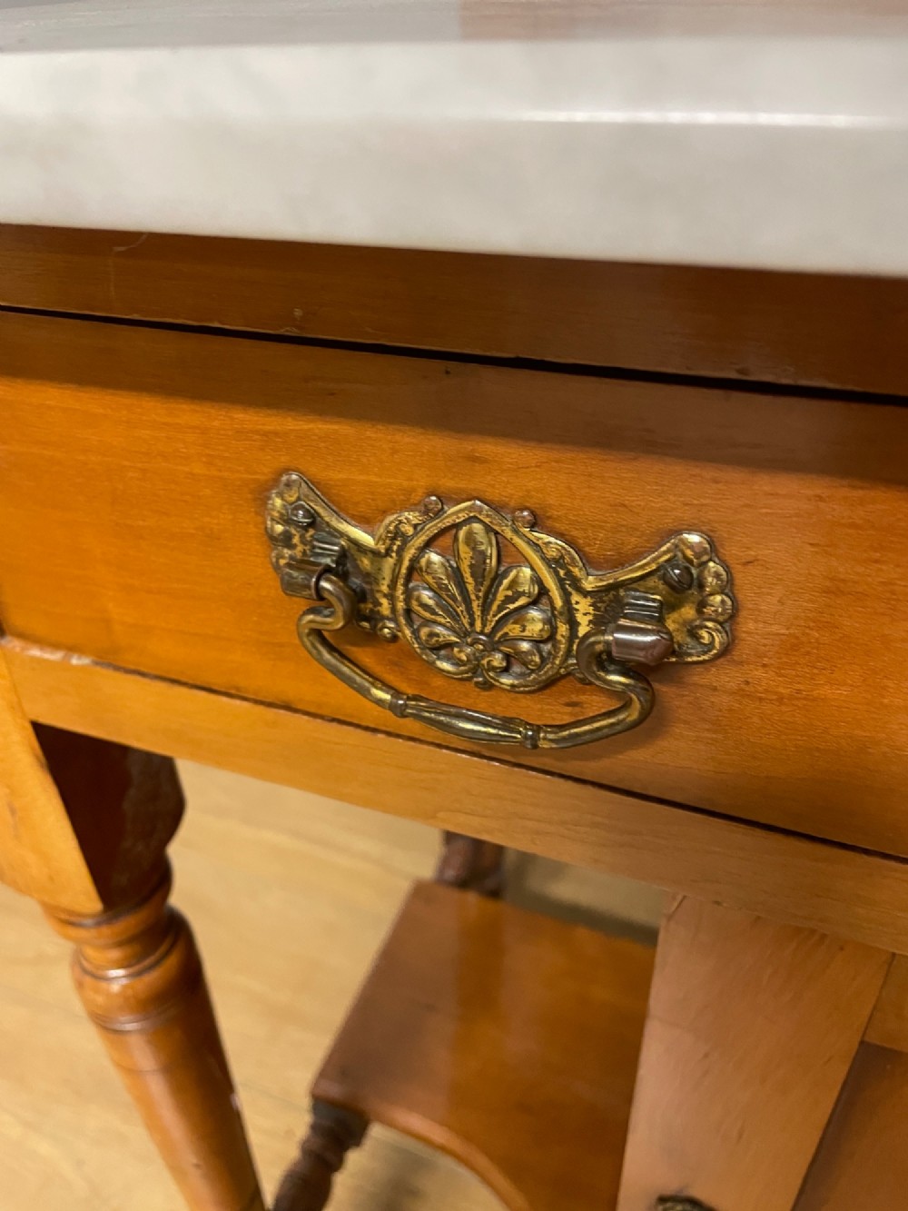 C19TH satinwood washstand with Carrara marble top View VII