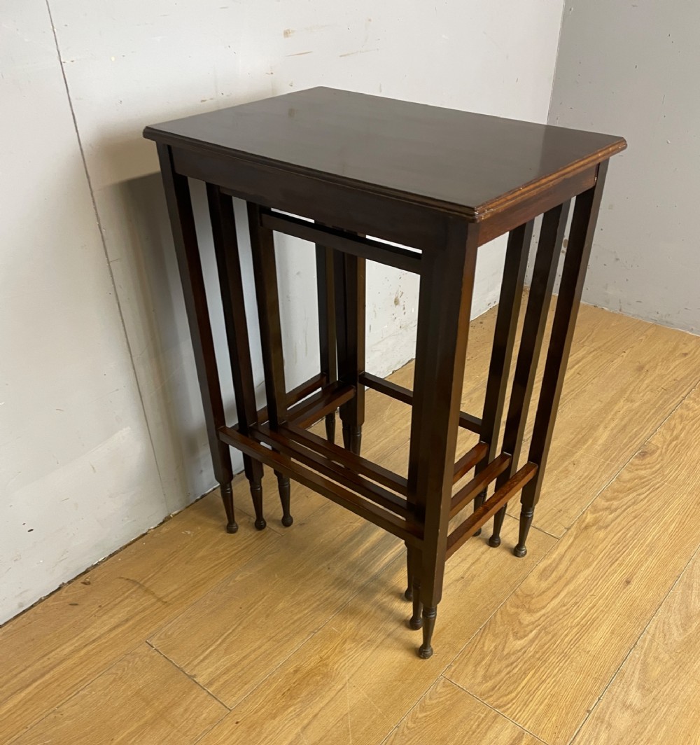 Edwardian solid mahogany nest of tables View VIII
