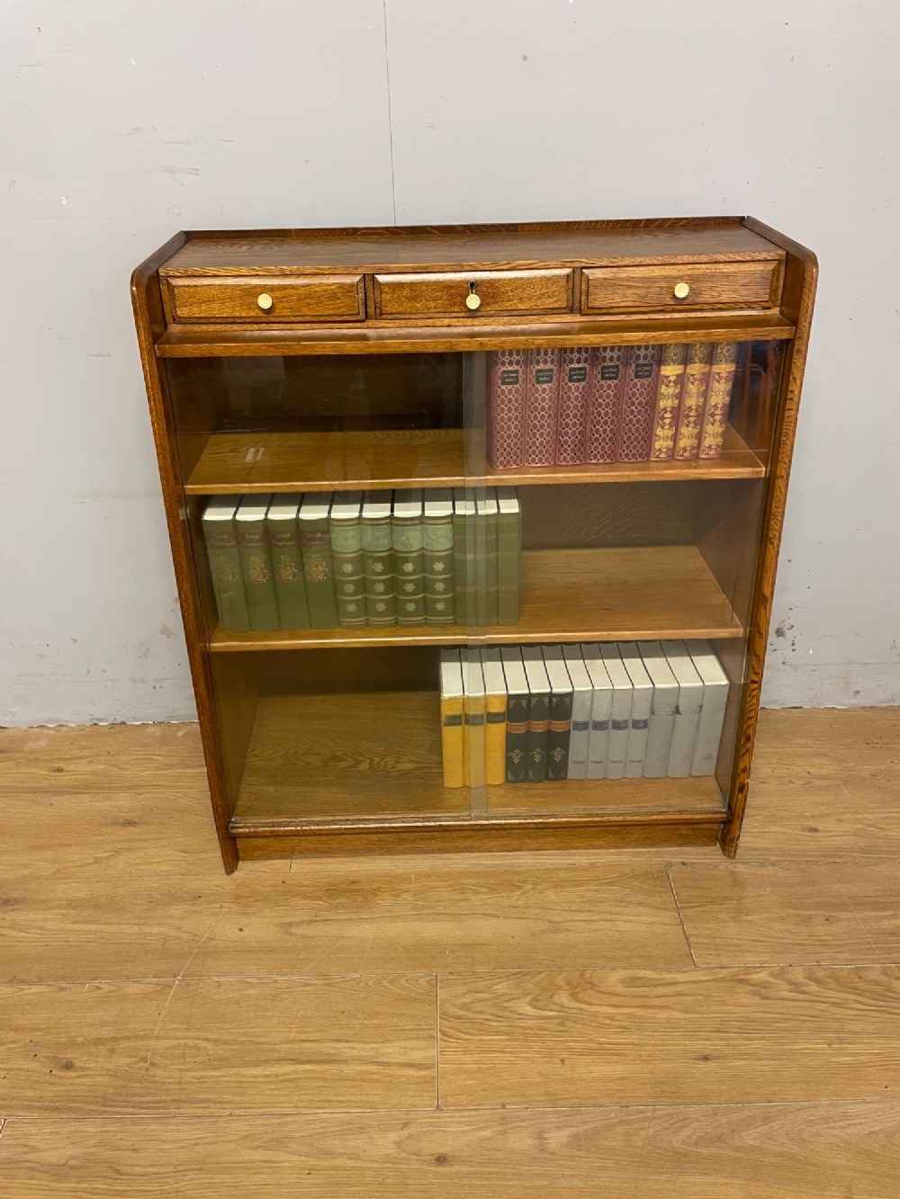 Art Deco golden oak freestanding bookcase View III