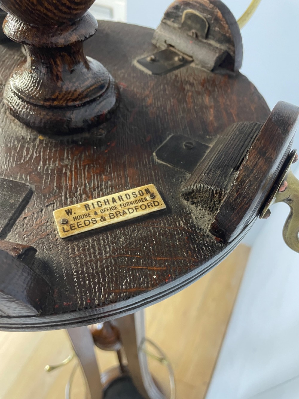 Edwardian oak coat and stick stand by W Richardson of Leeds View XII