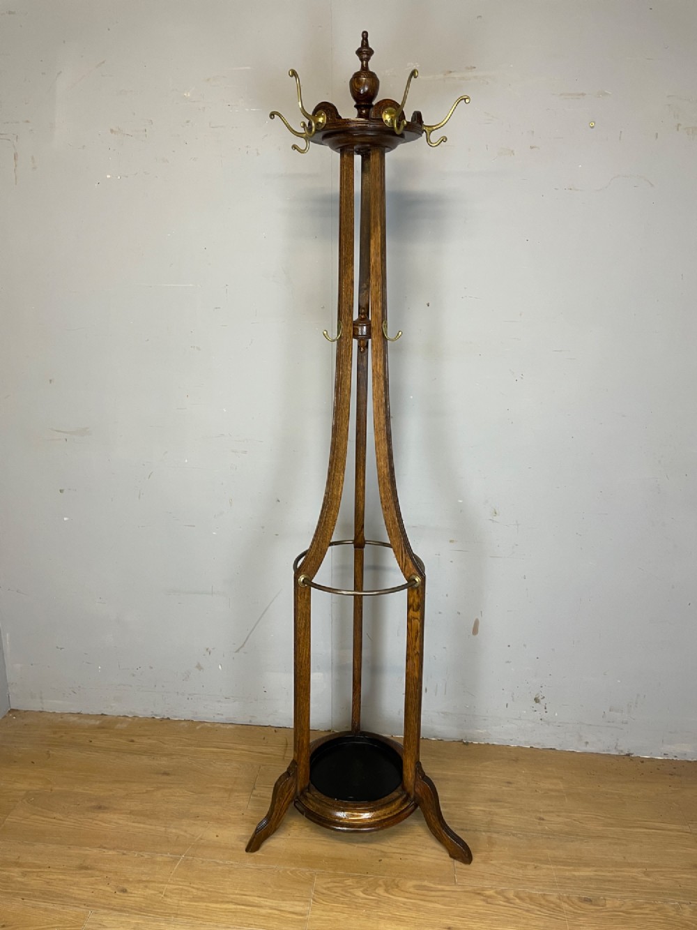 Edwardian oak coat and stick stand by W Richardson of Leeds View XIV
