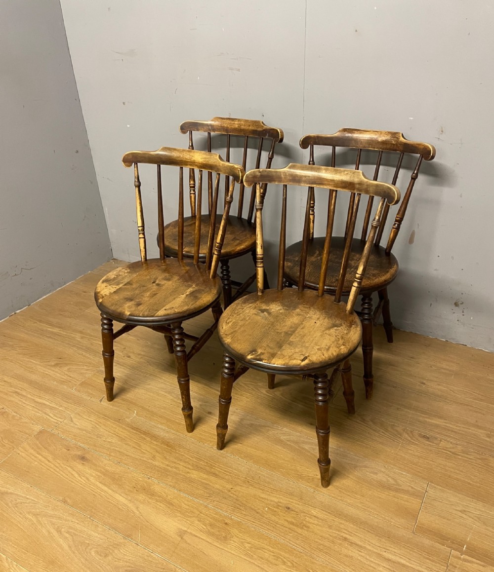 Four ibex penny seat kitchen chairs circa 1900