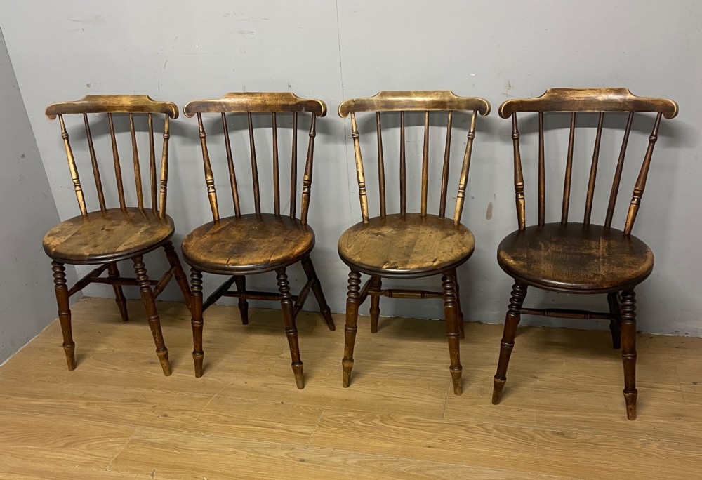 Four ibex penny seat kitchen chairs circa 1900 View II