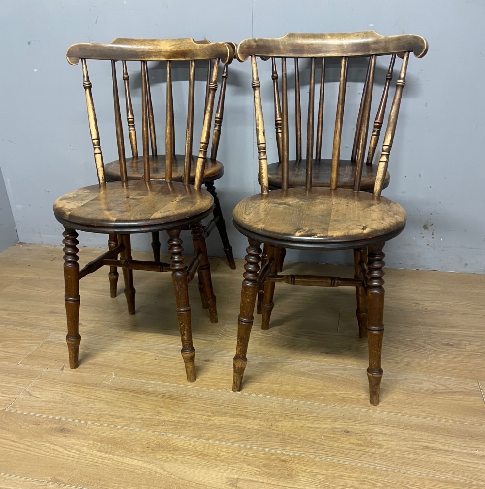 Four ibex penny seat kitchen chairs circa 1900 View V