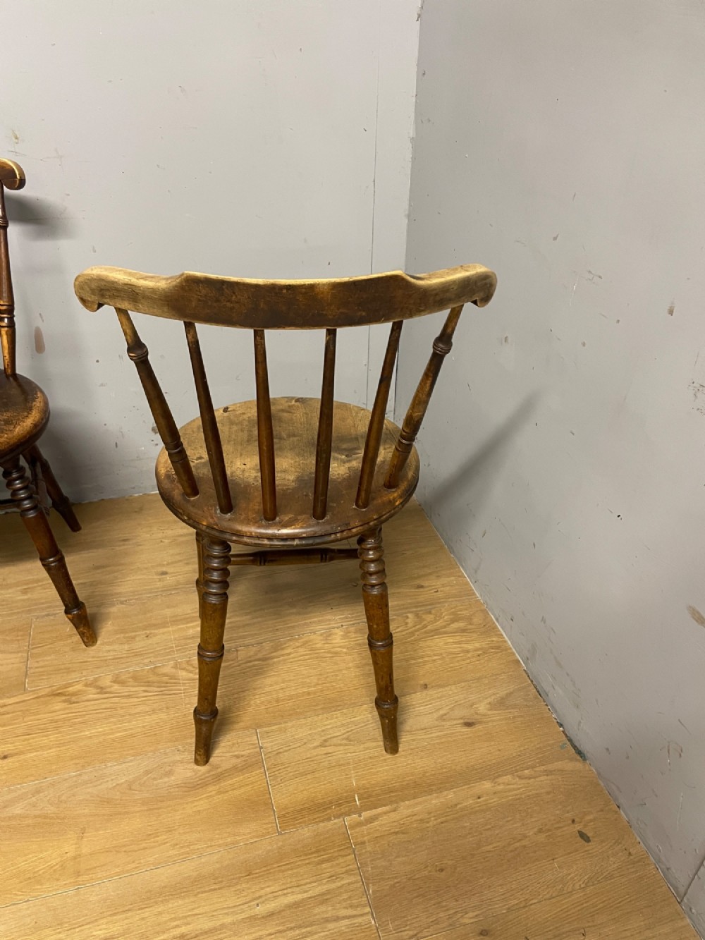 Four ibex penny seat kitchen chairs circa 1900 View VII