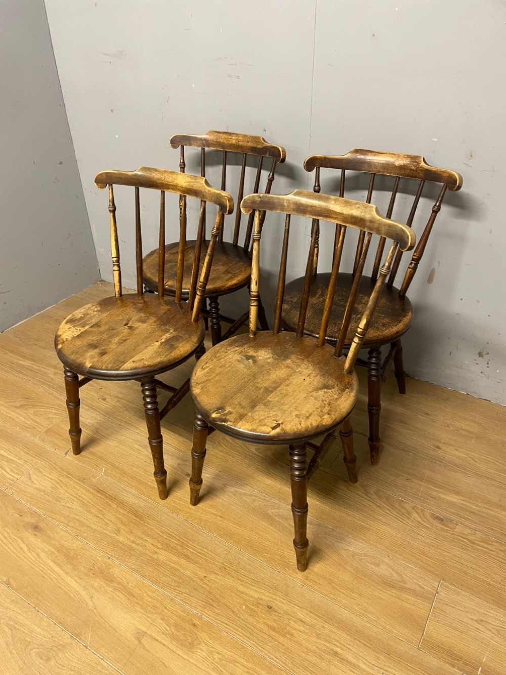 Four ibex penny seat kitchen chairs circa 1900 View VIII