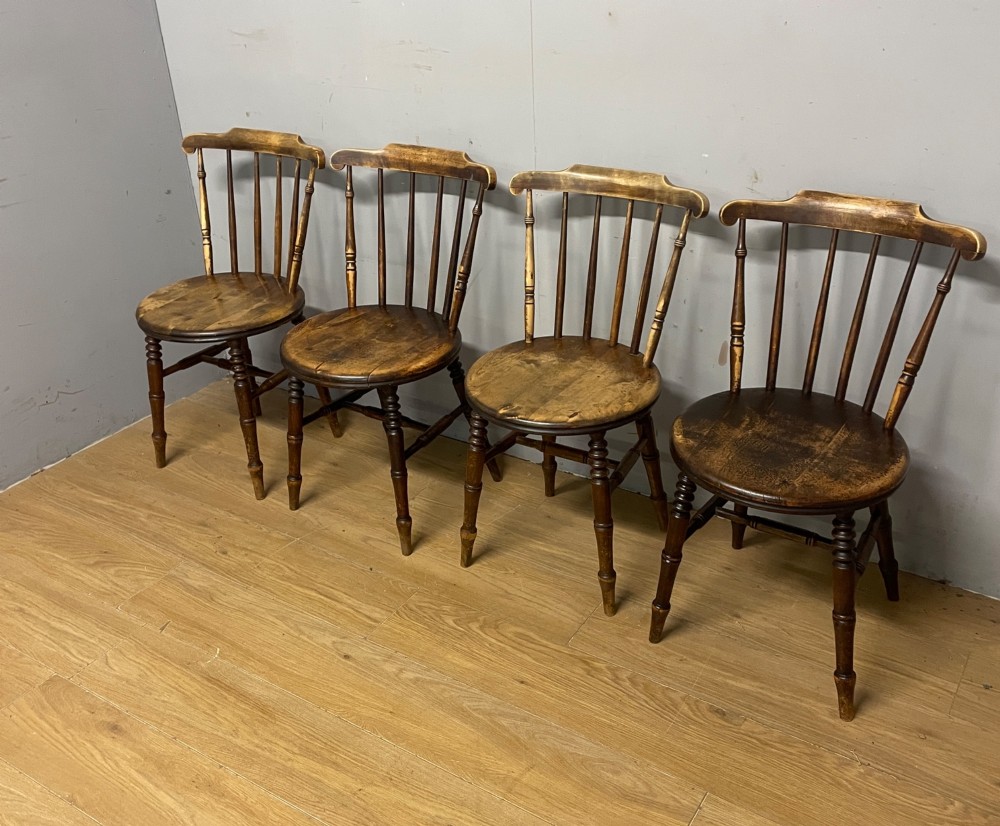 Four ibex penny seat kitchen chairs circa 1900 View X