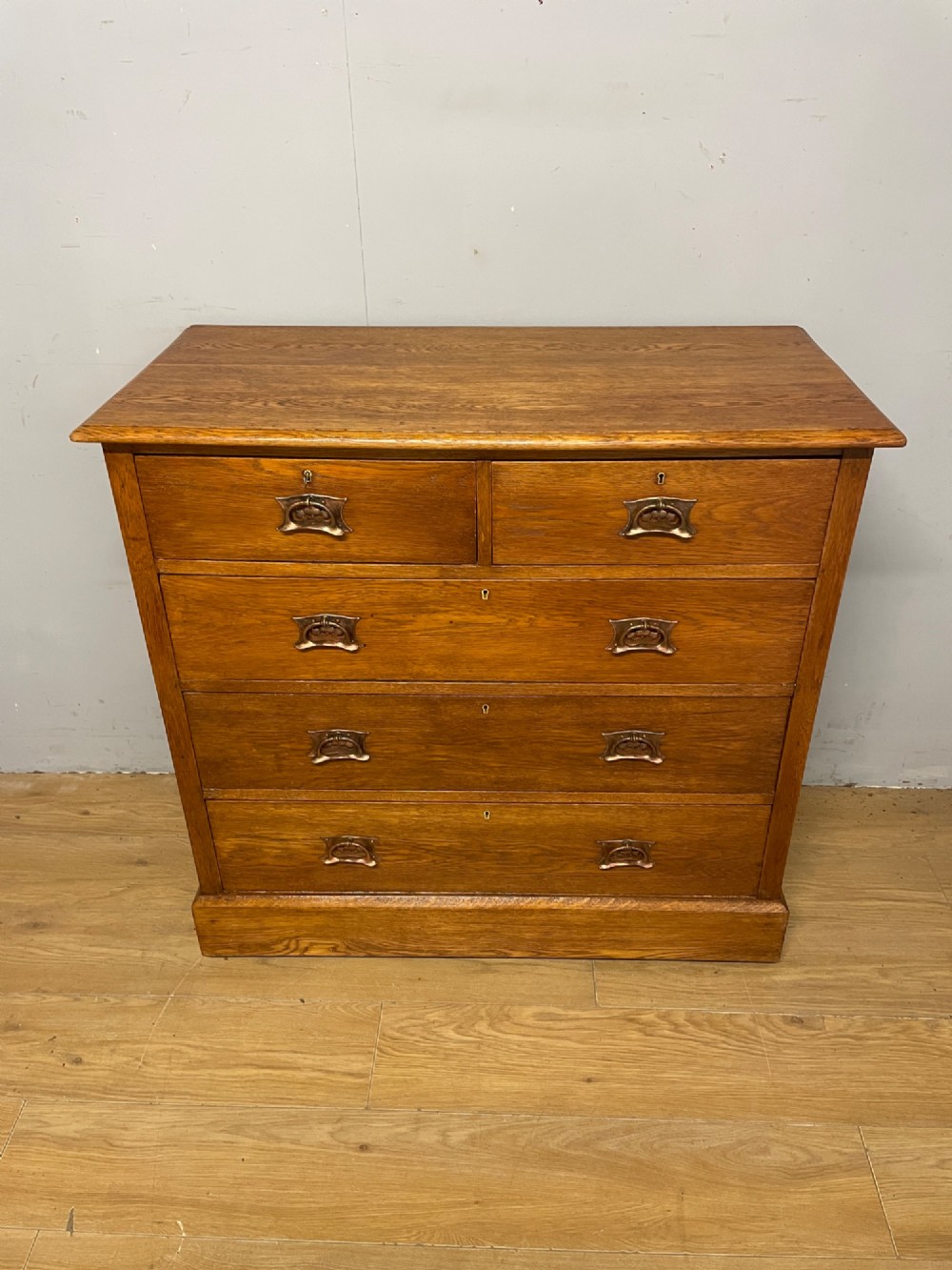 Arts and Crafts golden oak chest of drawers View II