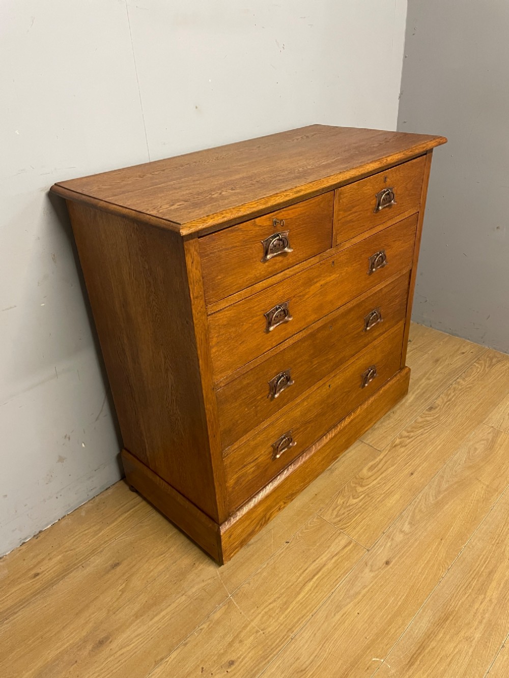 Arts and Crafts golden oak chest of drawers View III