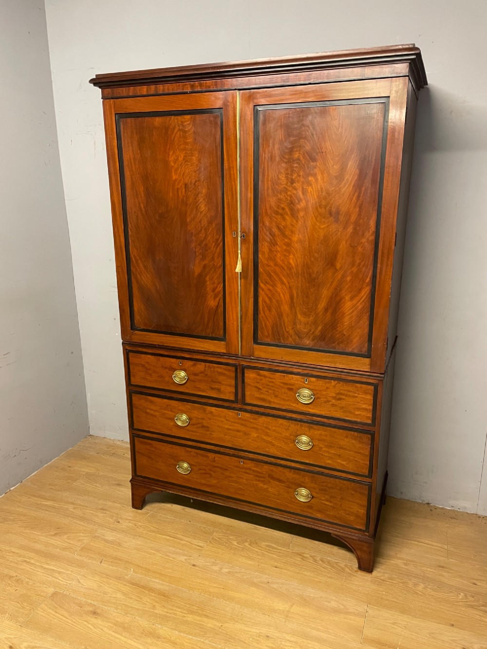 Georgian flame mahogany country house linen press