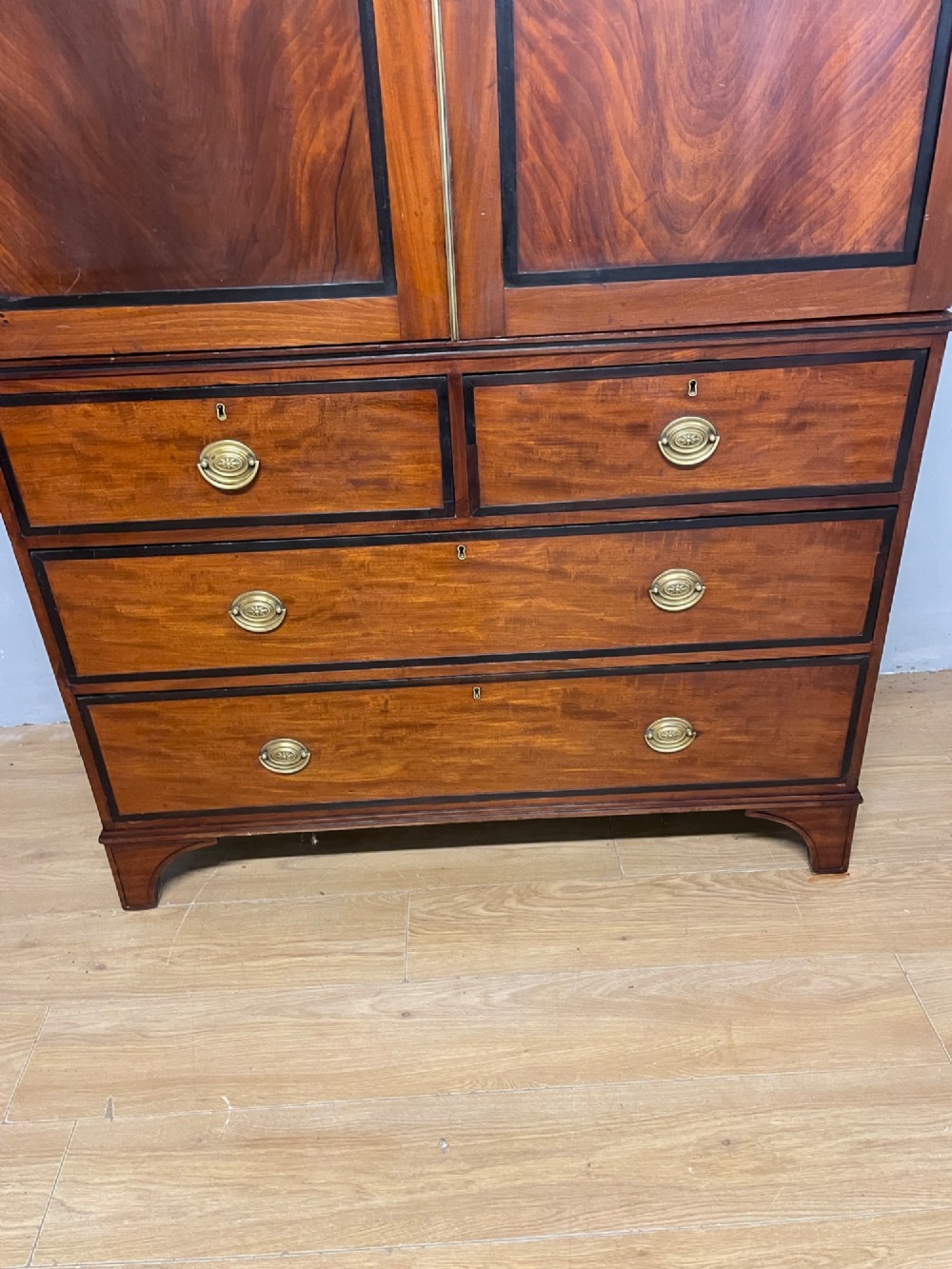 Georgian flame mahogany country house linen press View VI