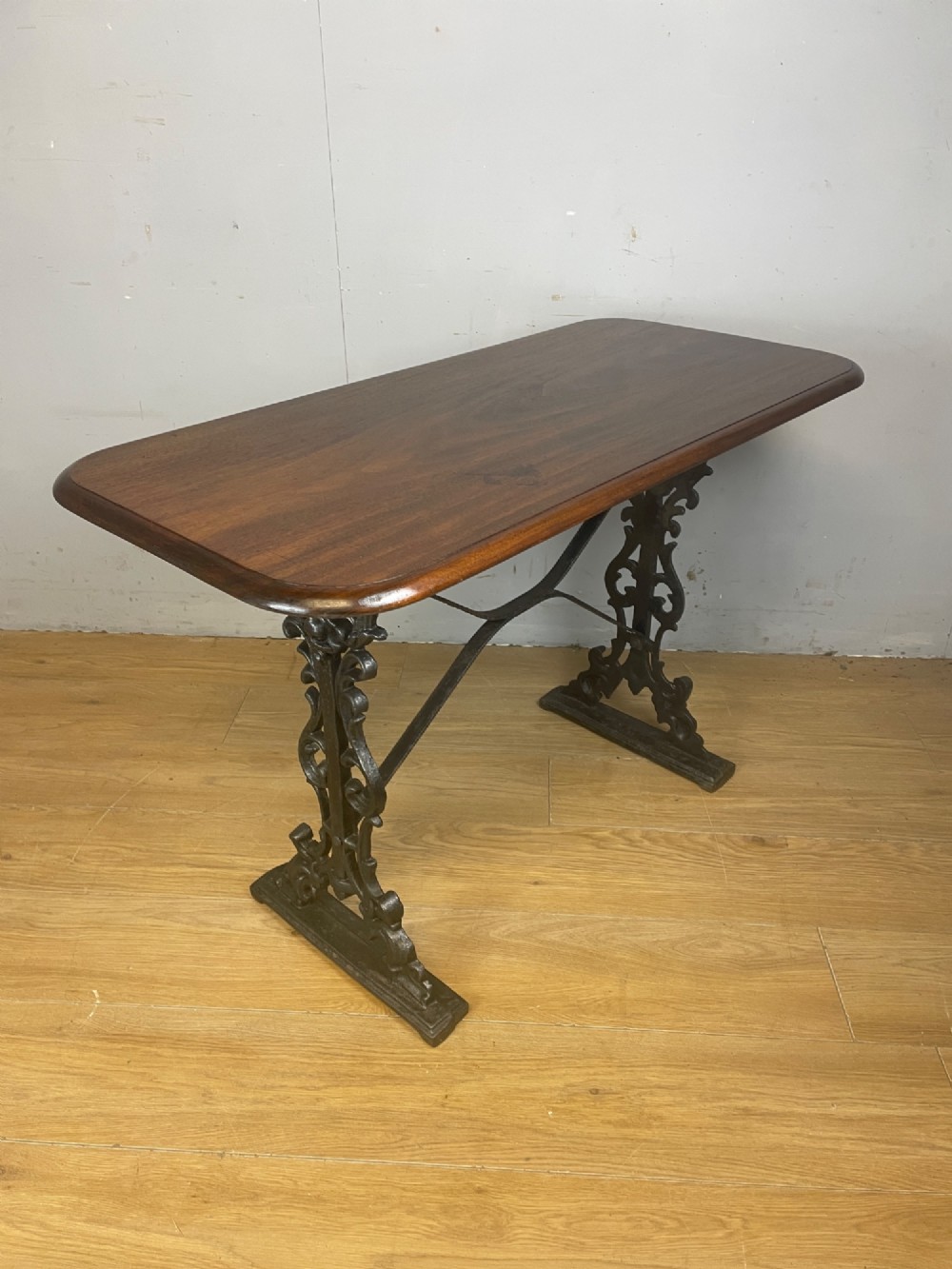 Edwardian conservatory table with solid mahogany top