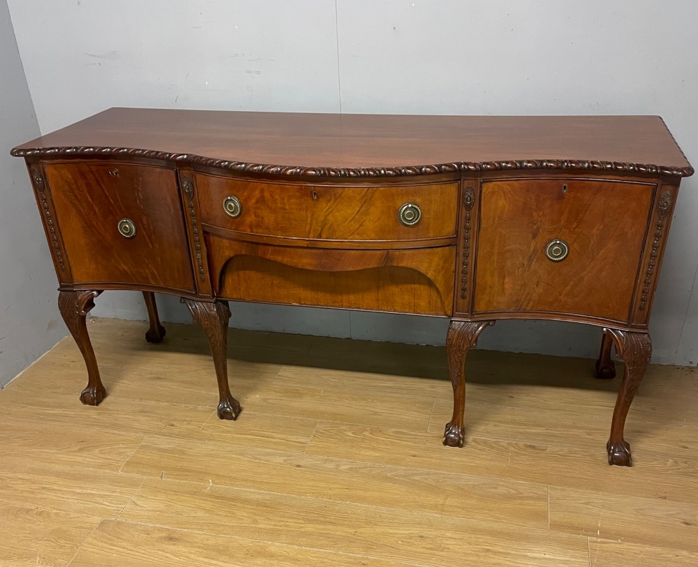 Late C19th Chippendale revival flame mahogany sideboard