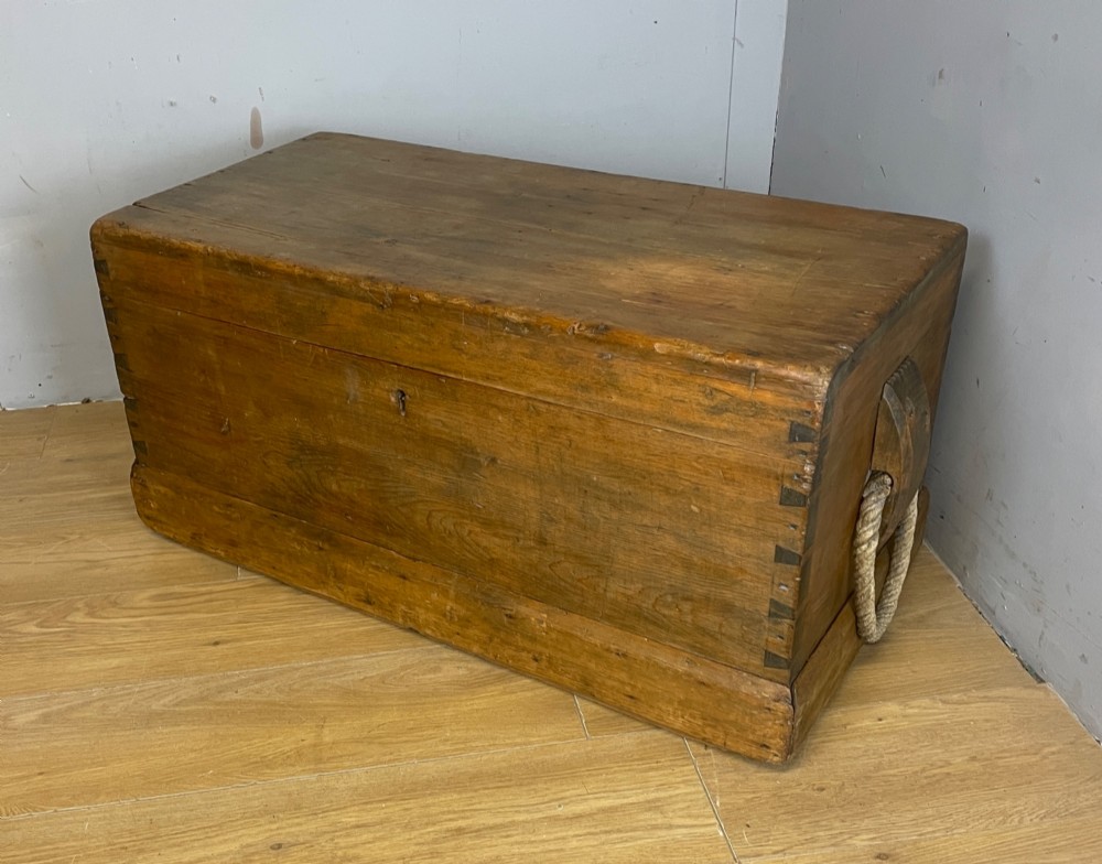 Victorian pine seafarers chest in original condition