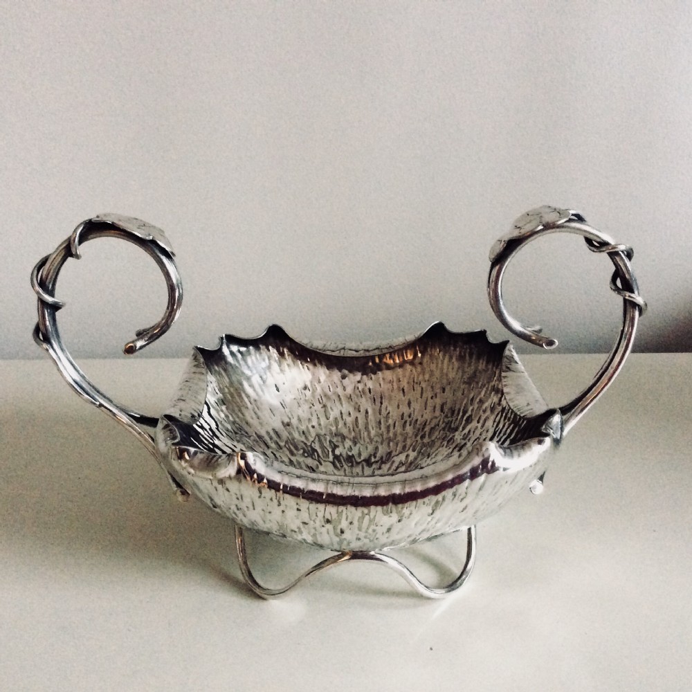 Silver Plate Basket Bark Design Christopher Dresser For Hukin And