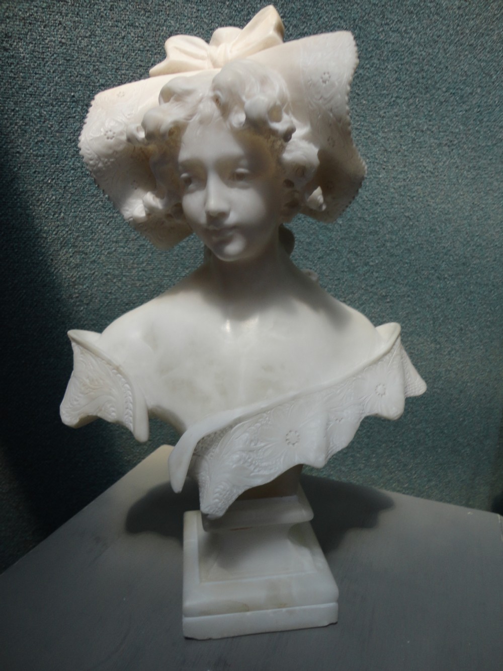 Italian Carved Alabaster Female Bust.