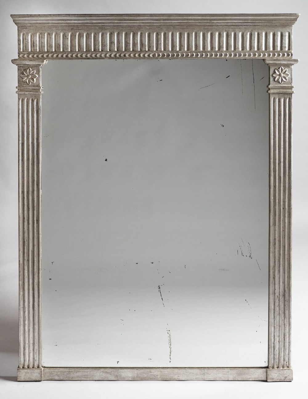Large English Victorian Silvered Overmantle Mirror