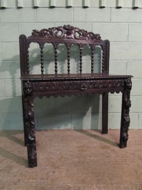 Antique Victorian Carved Green Man Hall Side Table Desk C1880 W6272/14.2