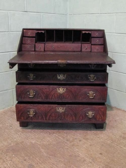 fig 2. ANTIQUE GEORGIAN CARVED OAK BUREAU DESK C1780 W6279/1.3