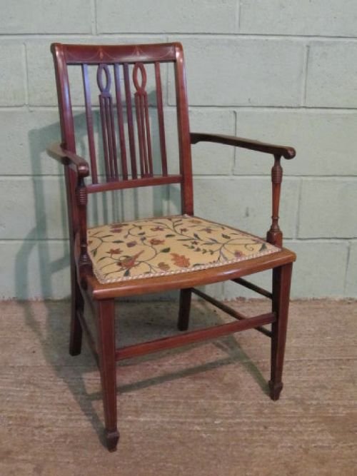 Antique Edwardian Inlaid Mahogany Desk Chair C1900 Wm6281/1.3