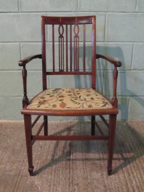 fig 1. ANTIQUE EDWARDIAN INLAID MAHOGANY DESK CHAIR C1900 WM6281/1.3
