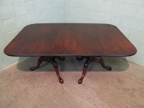 fig 1. ANTIQUE EDWARDIAN ROSEWOOD TWIN PEDASTAL EXTENDING DINING TABLE C1900 SEATS 12 W6278/1.3