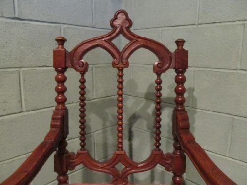 fig 1. ANTIQUE PAIR PUGIN GOTHIC OAK ARMCHAIRS C1850 W6588/26.9