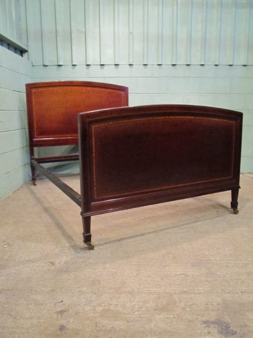 Antique Edwardian Mahogany Inlaid Double Bedstead C1900 W6591/26.9