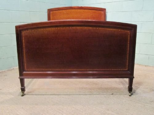 fig 1. ANTIQUE EDWARDIAN MAHOGANY INLAID DOUBLE BEDSTEAD C1900 W6591/26.9