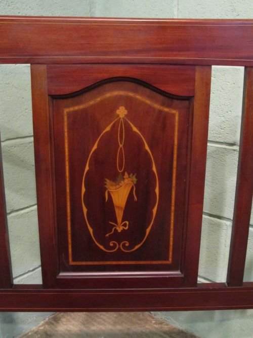 fig 1. ANTIQUE EDWARDIAN MAHOGANY INLAID DOUBLE BED STEAD C1900 W6592/26.9