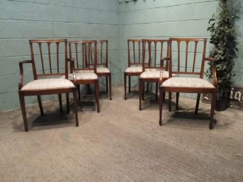Antique Set Six Edwardian Mahogany Dining Chairs C1900 W6594/26.9