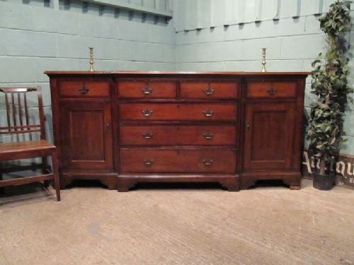 Antique Georgian Oak & Mahogany Breakfront Sideboard C1780 W6600/3.10