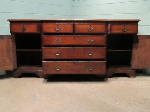 fig 2. ANTIQUE GEORGIAN OAK & MAHOGANY BREAKFRONT SIDEBOARD C1780 W6600/3.10