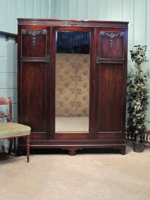 Antique Waring & Gillows Mahogany Triple Wardrobe C1910 W6603/3.10