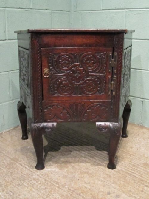 fig 1. ANTIQUE GEORGIAN WESTMORLAND CARVED OAK CUPBOARD SIDE CABINET C1760 W6612/10.10